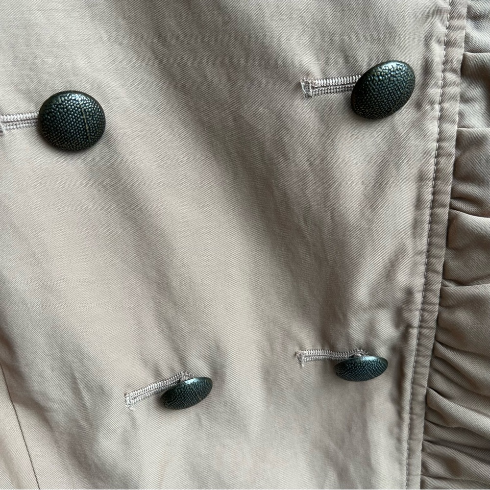 Anthropologie Elevenses Beige Ruffle Trench Coat - Picture 9 of 12